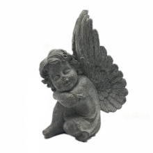 Custom Made Poly Resin Stone Color Small Cherub Figurine Angel Wings Statue